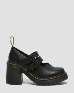 Eviee Sendal Leren Mary Jane Schoenen met Hak in Zwart