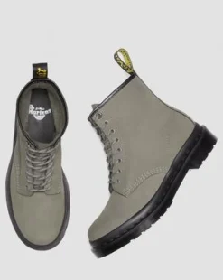 1460 Gemalen Nubuck Leren Veterlaarzen in Nickel Grey