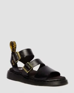 Gryphon Atlas Leren Gladiatorsandalen in Zwart