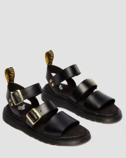 Gryphon Atlas Leren Gladiatorsandalen in Zwart