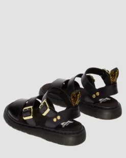 Gryphon Atlas Leren Gladiatorsandalen in Zwart