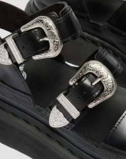 Gryphon Quad Leren Platform Gladiatorsandalen in Zwart
