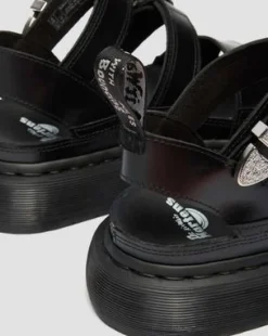 Gryphon Quad Leren Platform Gladiatorsandalen in Zwart