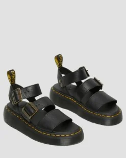 Gryphon Quad Leren Platform Sandalen in Zwart