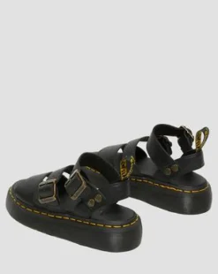 Gryphon Quad Leren Platform Sandalen in Zwart