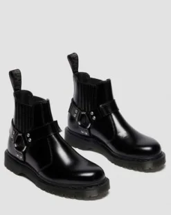 2976 HARNESS ANALINE LEREN CHELSEA BOOTS in Zwart