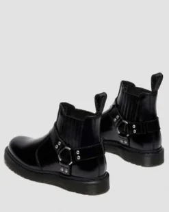 2976 HARNESS ANALINE LEREN CHELSEA BOOTS in Zwart