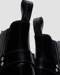 2976 HARNESS ANALINE LEREN CHELSEA BOOTS in Zwart