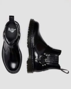 2976 HARNESS ANALINE LEREN CHELSEA BOOTS in Zwart
