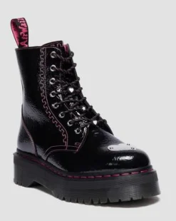 Jadon Distressed Lakleren Platformlaarzen in Zwart
