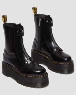 Jetta Hi Max Buttero Leren Platform Laarzen in Zwart