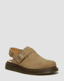 Jorge II Tumbled Nubuck Leren Slingback Mules in Savanne Bruin
