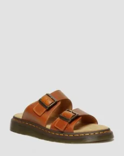 Josef Leren Gesp Slide Sandalen in Oak
