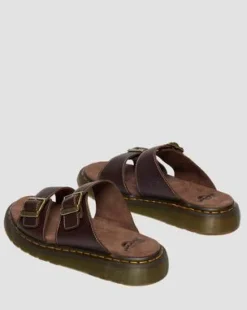 Josef Slide Grizzly Leren Sandalen in Donkerbruin
