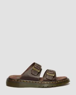 Josef Slide Grizzly Leren Sandalen in Donkerbruin