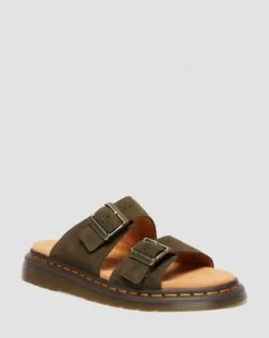 Josef suède slide-sandalen in Olijfkleurig Groen