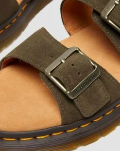 Josef suède slide-sandalen in Olijfkleurig Groen