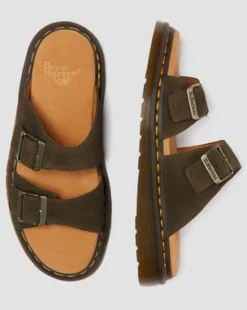Josef suède slide-sandalen in Olijfkleurig Groen
