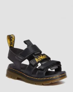 Junior Callan Extra Tough Leren Sandalen in Zwart