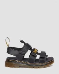 Junior Callan Extra Tough Leren Sandalen in Zwart