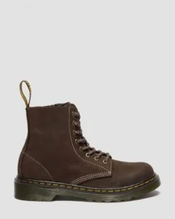 Junior 1460 Getrommeld Nubuck Laarzen in Donkerbruin