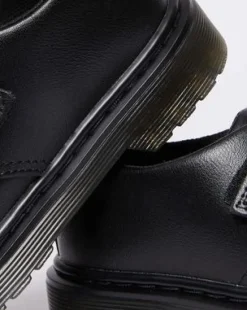 Junior Kamron Leren Velcro Oxford Schoenen met Band in Zwart