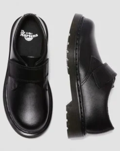 Junior Kamron Leren Velcro Oxford Schoenen met Band in Zwart