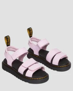 Junior Klaire Athena Leren Velcro Sandalen met Band in Licht Rosa
