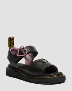Junior Marlowe Ii Glitterhart Leren Schoenen met Riem in Zwart