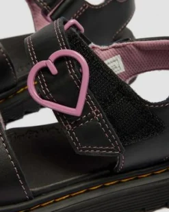 Junior Marlowe Ii Glitterhart Leren Schoenen met Riem in Zwart