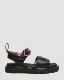 Junior Marlowe Ii Glitterhart Leren Schoenen met Riem in Zwart