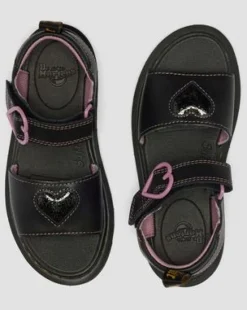 Junior Marlowe Ii Glitterhart Leren Schoenen met Riem in Zwart