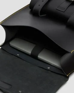 Kiev Smooth Leren Laptop Rugtas in Zwart
