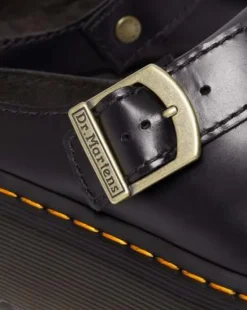 Laketen Leren Platform Mules in Zwart