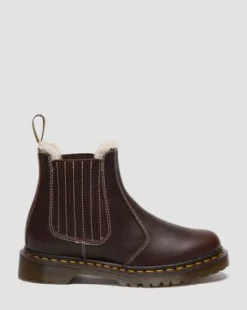 2976 Leonore II Met Imitatiebont Gevoerde Grizzly Leren Chelsea Boots in Donkerbruin