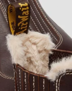 2976 Leonore II Met Imitatiebont Gevoerde Grizzly Leren Chelsea Boots in Donkerbruin