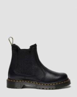 2976 LEONORE II ZACHTLEREN CHELSEA BOOTS GEVOERD MET IMITATIEBONT in Zwart
