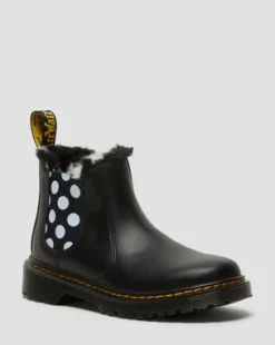 2976 Leonore Imitatiebont gevoerde Leren Chelsea Boots voor Kinderen in Zwart