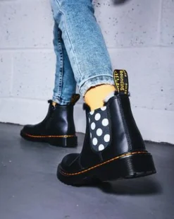 2976 Leonore Imitatiebont gevoerde Leren Chelsea Boots voor Kinderen in Zwart