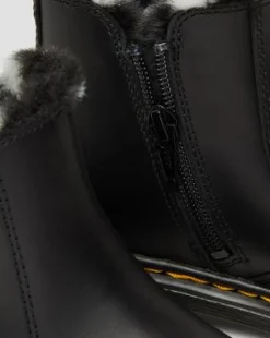 2976 Leonore Imitatiebont gevoerde Leren Chelsea Boots voor Kinderen in Zwart