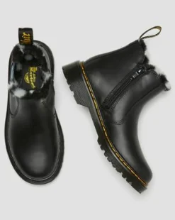 2976 Leonore Imitatiebont gevoerde Leren Chelsea Boots voor Kinderen in Zwart