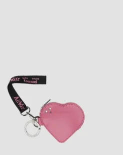 Leren Hartvormige Sleutelhanger Handtas in Dms Roze