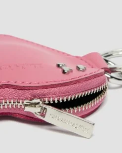 Leren Hartvormige Sleutelhanger Handtas in Dms Roze