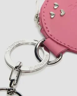 Leren Hartvormige Sleutelhanger Handtas in Dms Roze