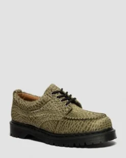 Lowell Hair-On Leren Moc Toe Schoenen in Olijfkleurig Groen