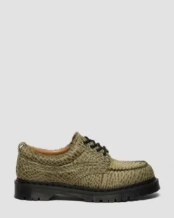 Lowell Hair-On Leren Moc Toe Schoenen in Olijfkleurig Groen