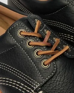 Lowell Wild Grain Leren Moc Toe Schoenen in Zwart
