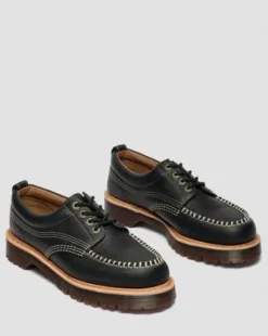 Lowell Wild Grain Leren Moc Toe Schoenen in Zwart