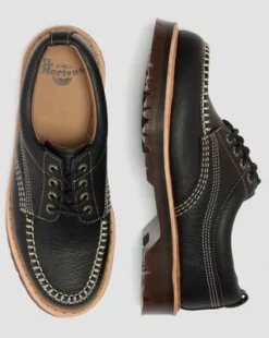 Lowell Wild Grain Leren Moc Toe Schoenen in Zwart