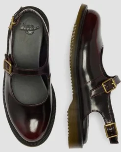 Madaline Mary Jane Rub-Off Leren Slingback Schoenen in Cherry Red